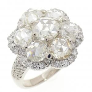 K18WG フラワー ダイヤモンド リング 3.57CT