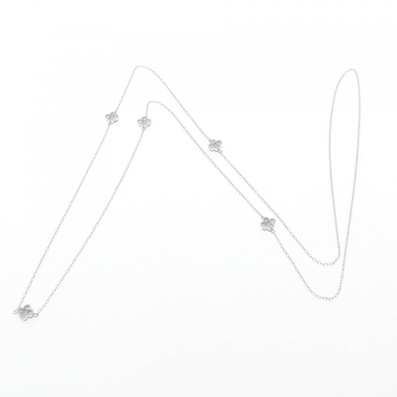 K18WG flower Diamond necklace 0.50CT