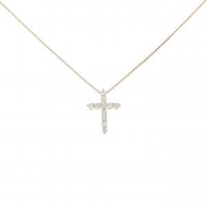 750YG/K18YG クロス ダイヤモンド ネックレス 0.26CT