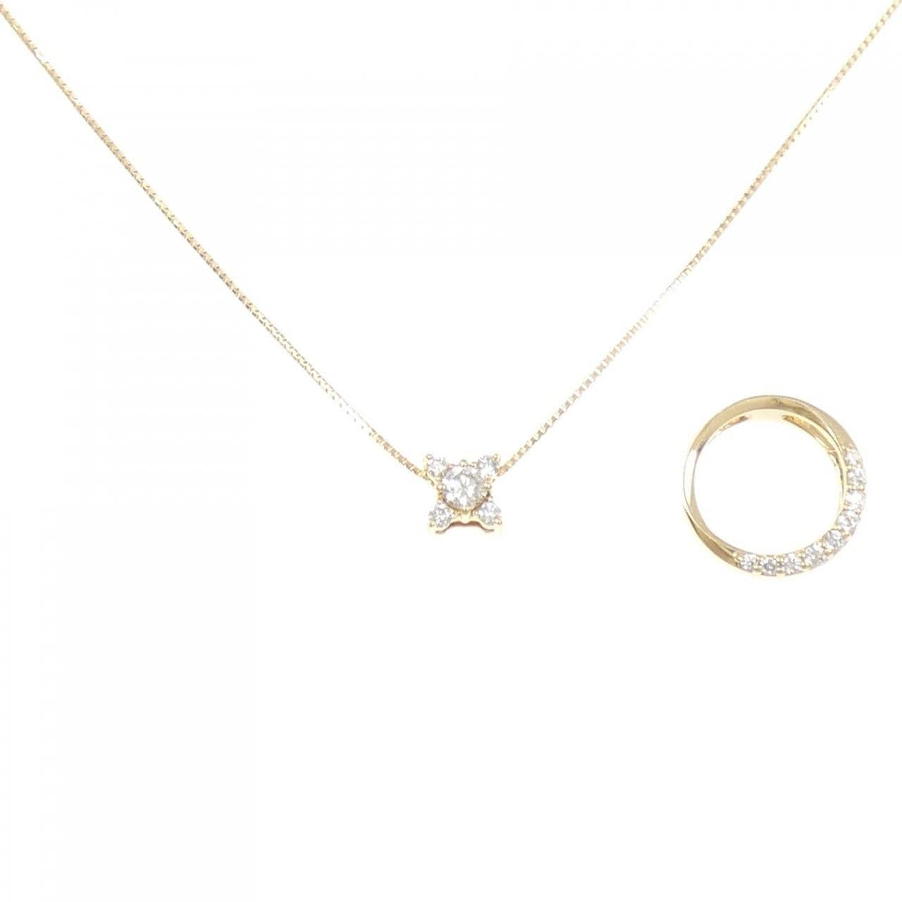 K18YG 2WAY ダイヤモンド ネックレス 0.142CT