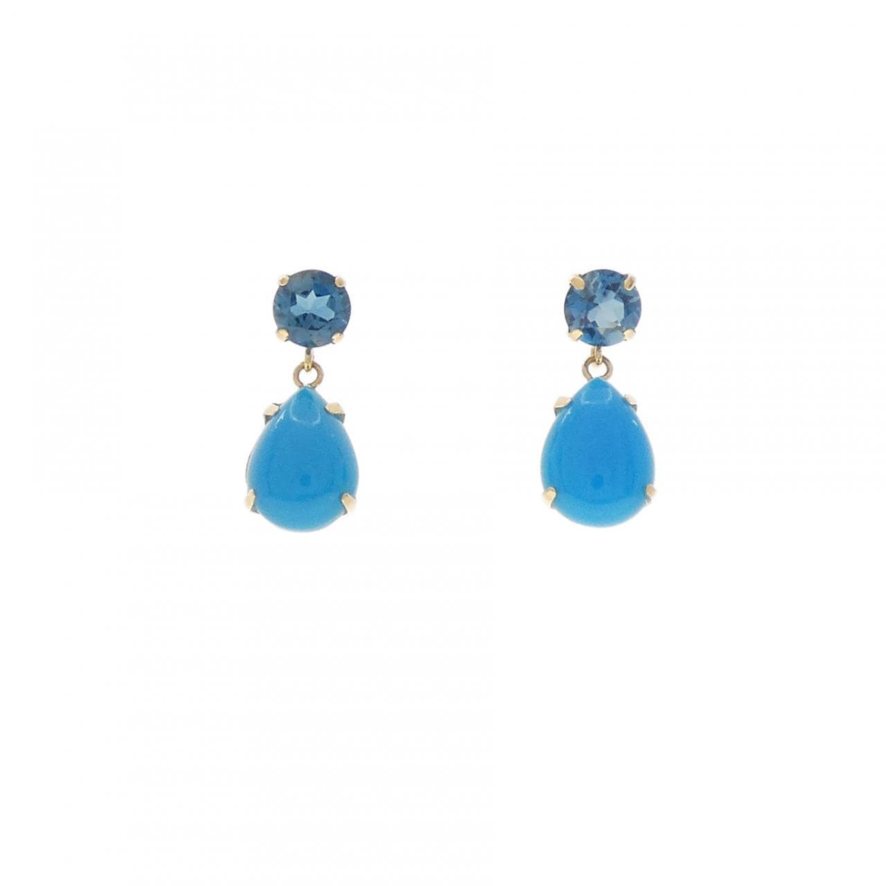 K18YG ターコイズ ピアス 2.00CT