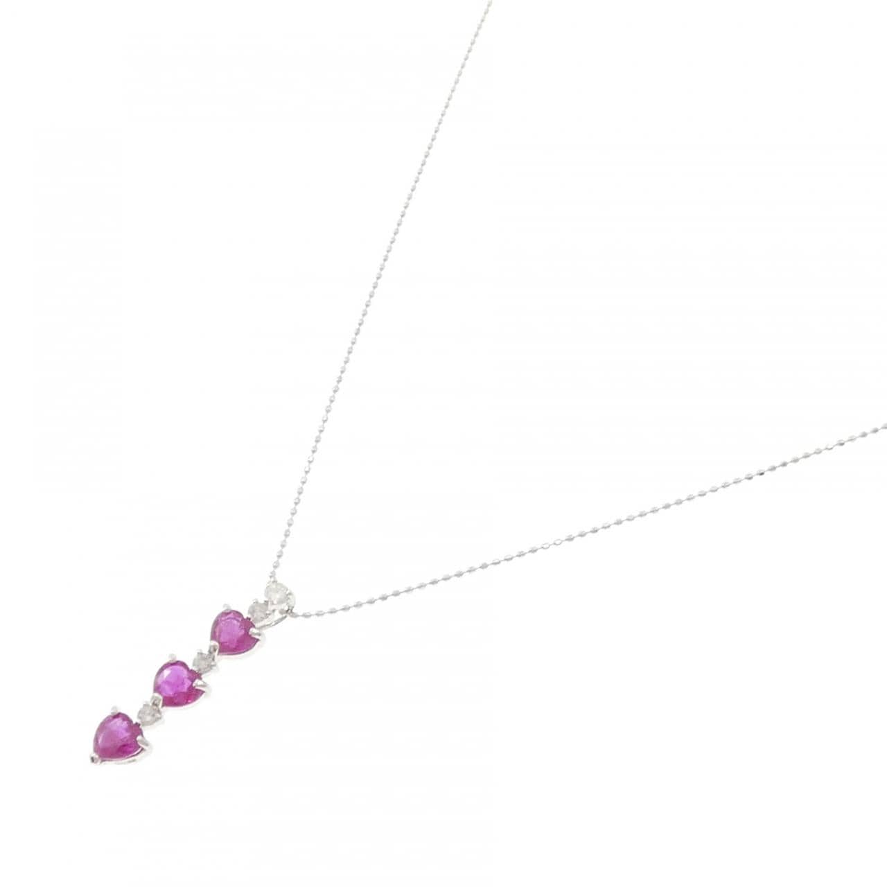 K18WG ルビー ネックレス 1.16CT