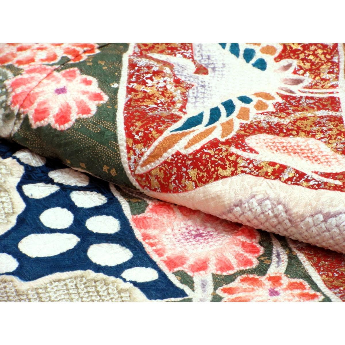 Furisode, all-over tie-dye, gold-leaf finish