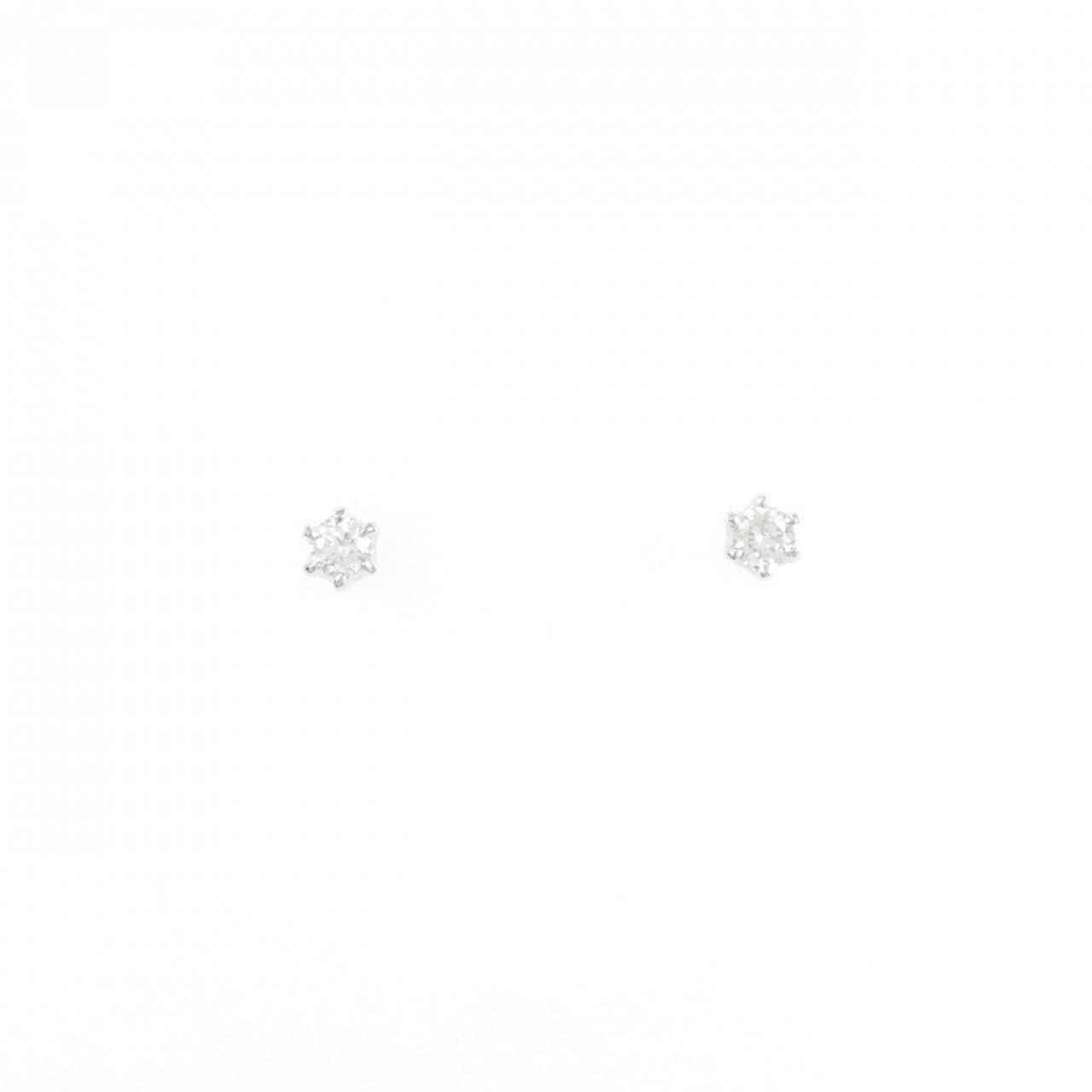 K14WG ソリティア ダイヤモンド ピアス 0.10CT