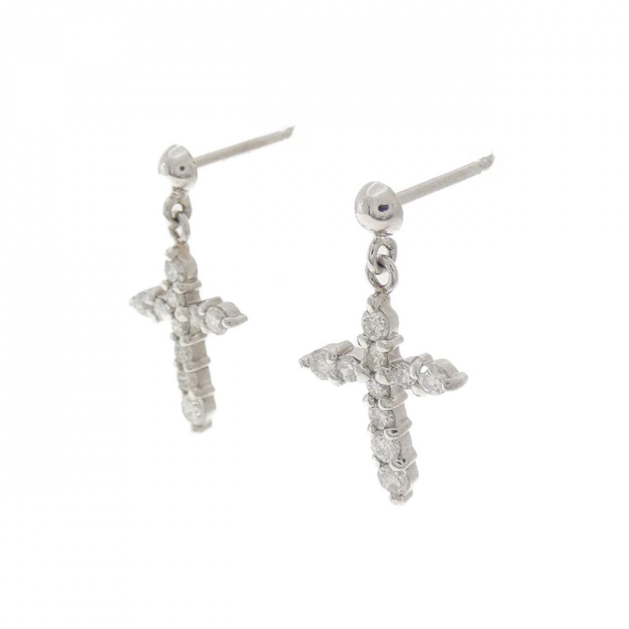 PT900 クロス ダイヤモンド ピアス 0.30CT