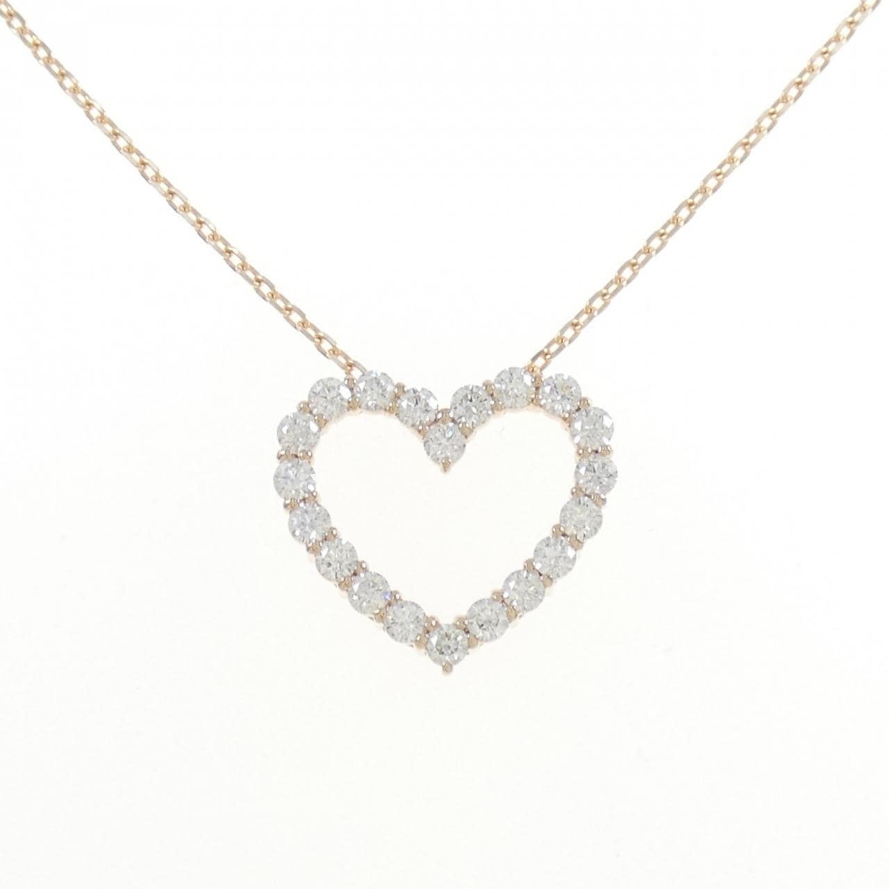 [BRAND NEW] K18PG Heart Diamond Necklace 1.005CT