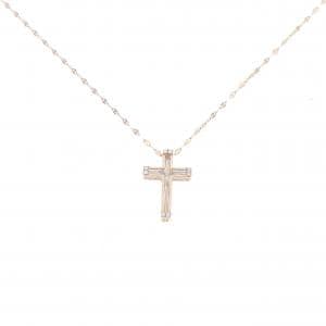 【新品】K18PG クロス ダイヤモンド ネックレス 0.03CT