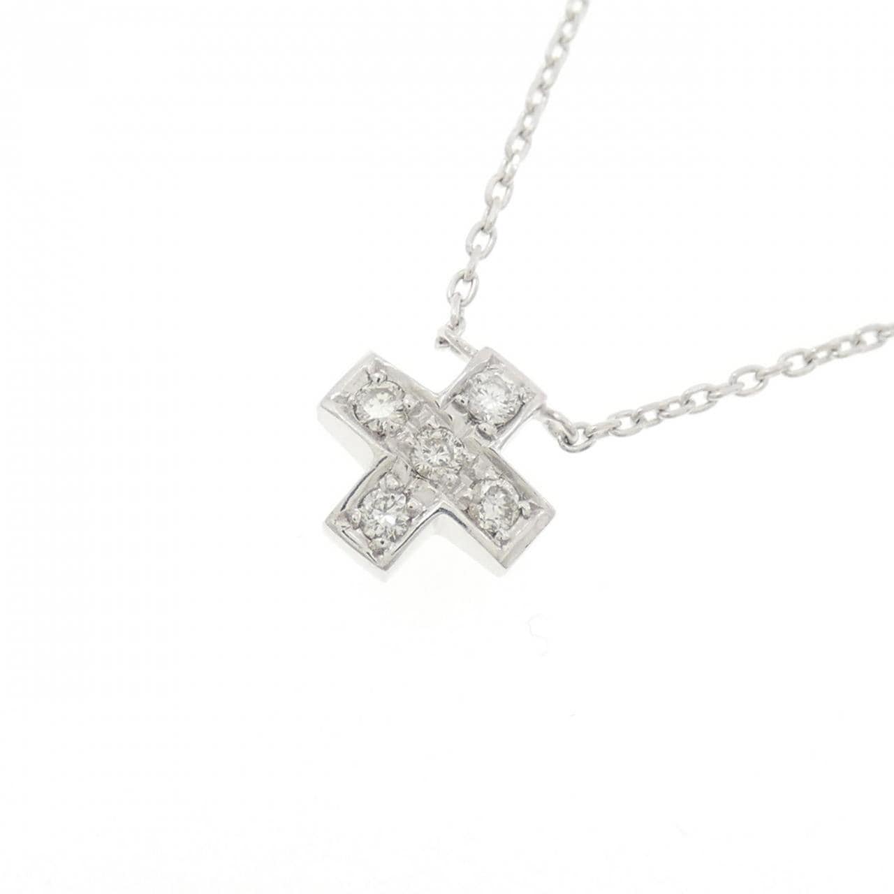 K18WG クロス ダイヤモンド ネックレス 0.10CT