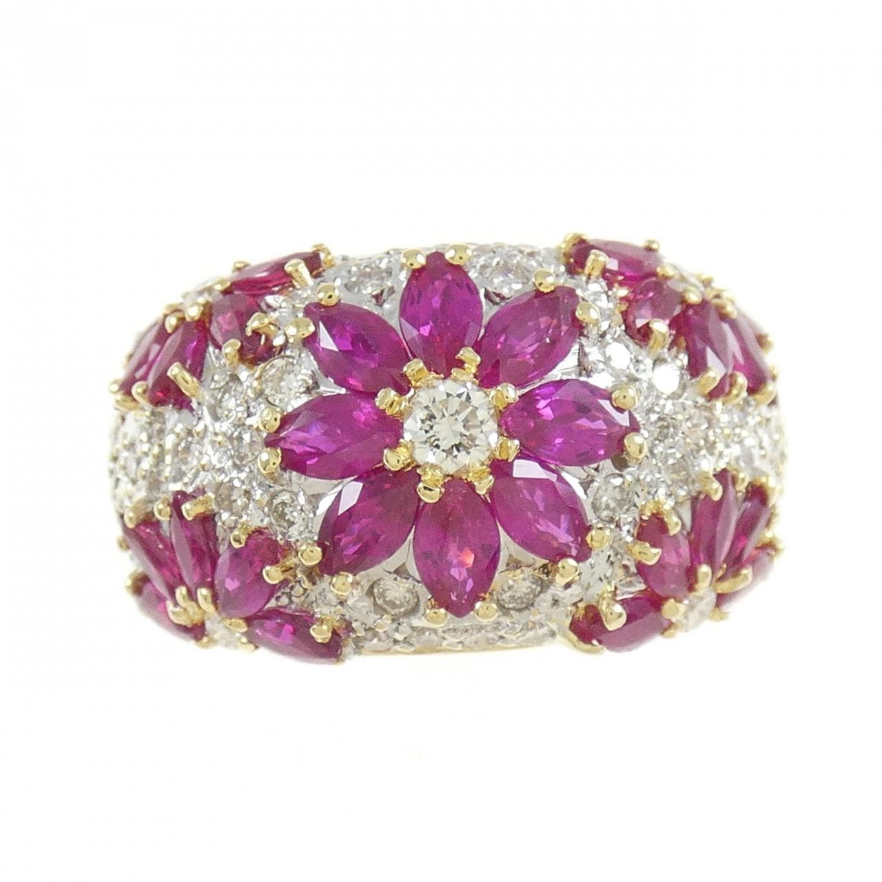 K18YG/K18WG ルビー リング 3.00CT
