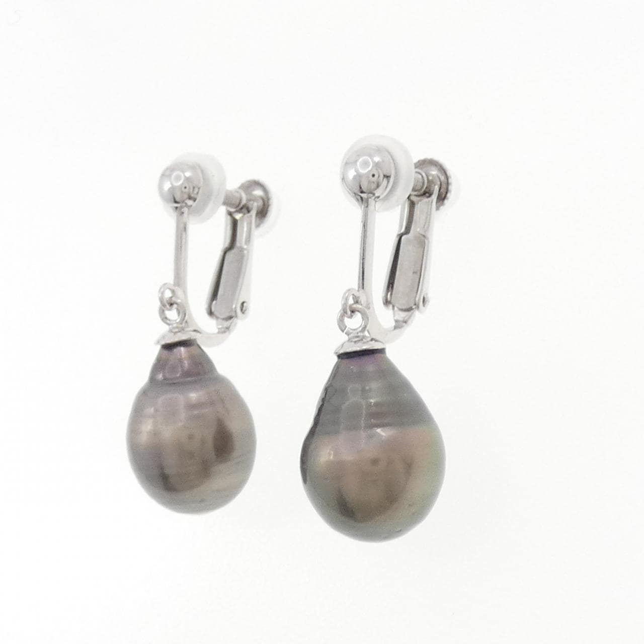 K14WG黒蝶珍珠耳夹