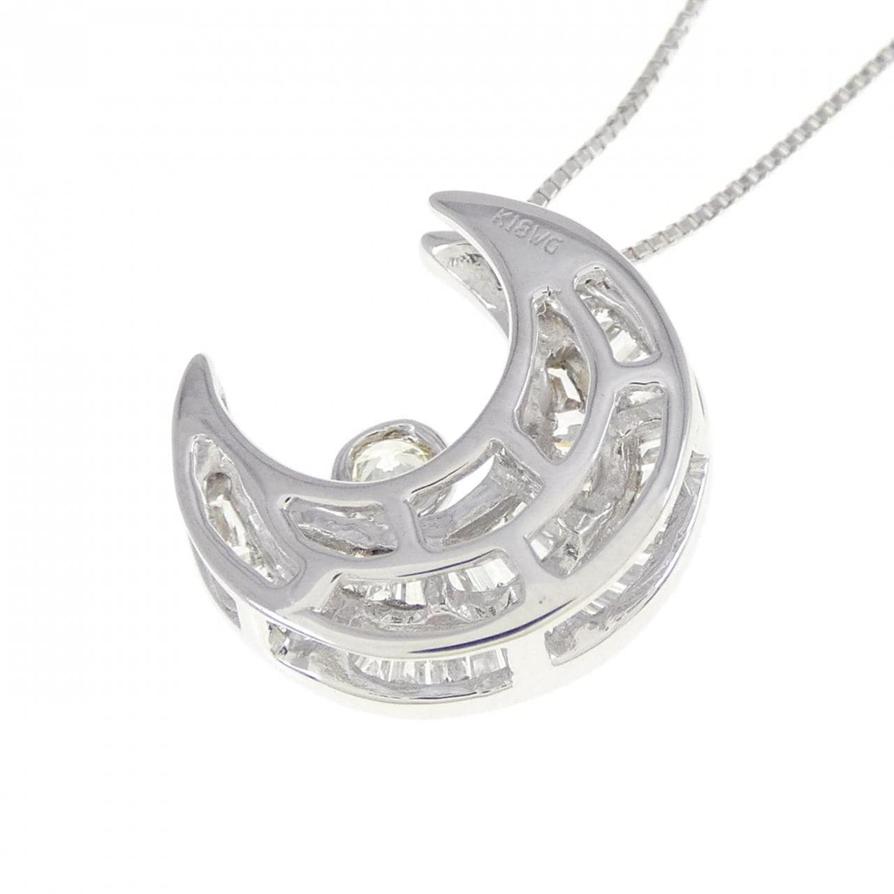 K18WG moon Diamond necklace