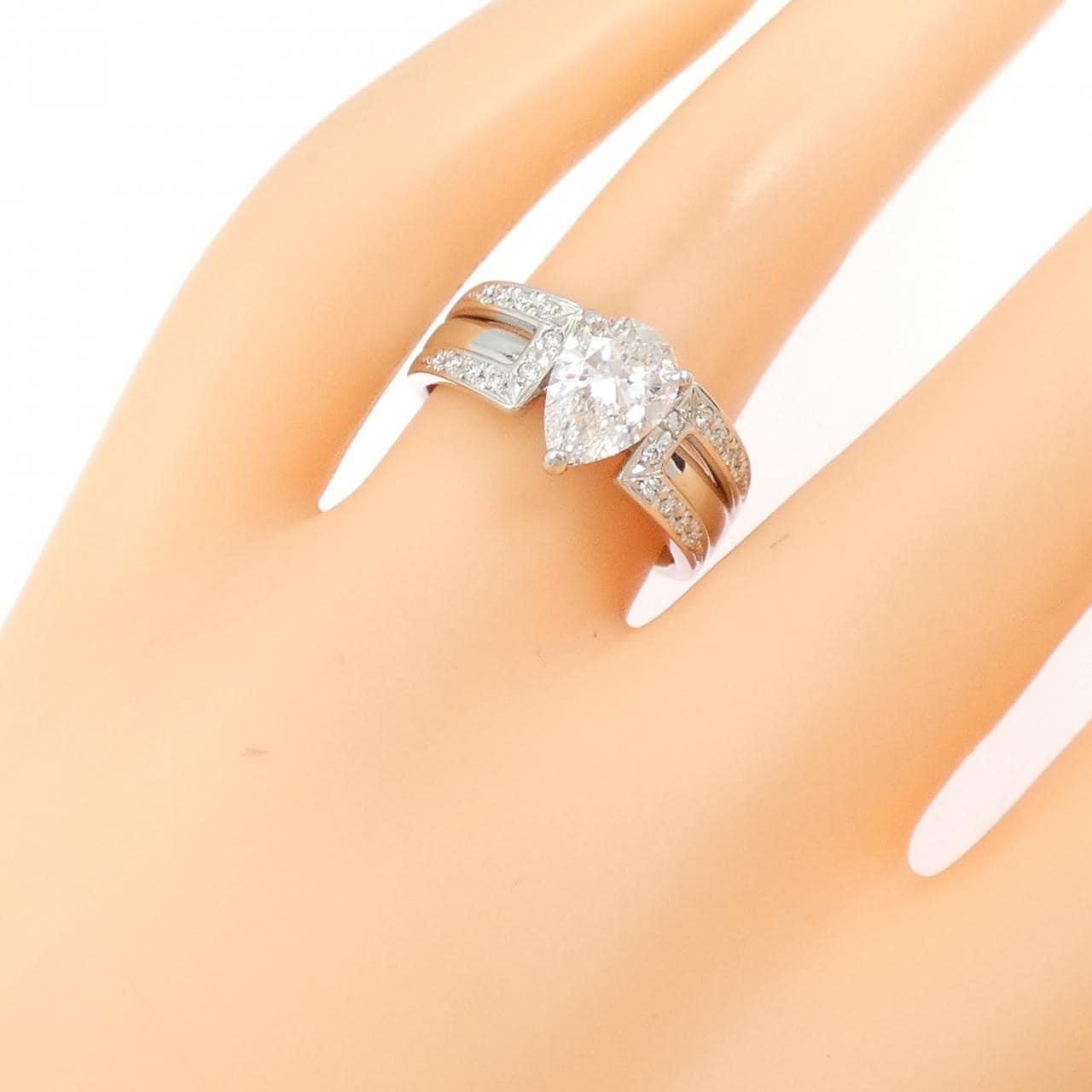 【リメイク】PT900 ダイヤモンド リング 1.348CT D SI2 ペアシェイプ