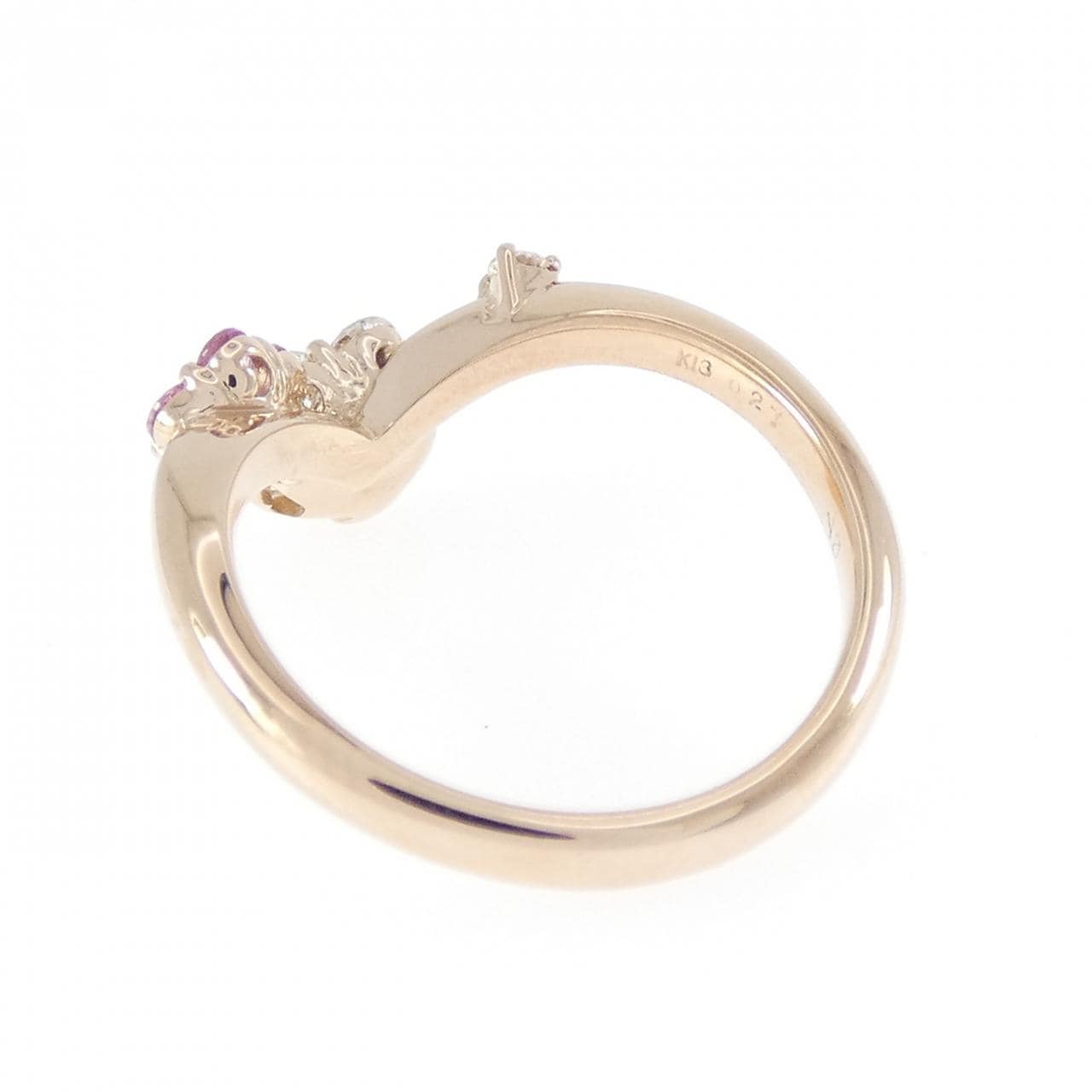 K18PG フラワー サファイヤ リング 0.11CT