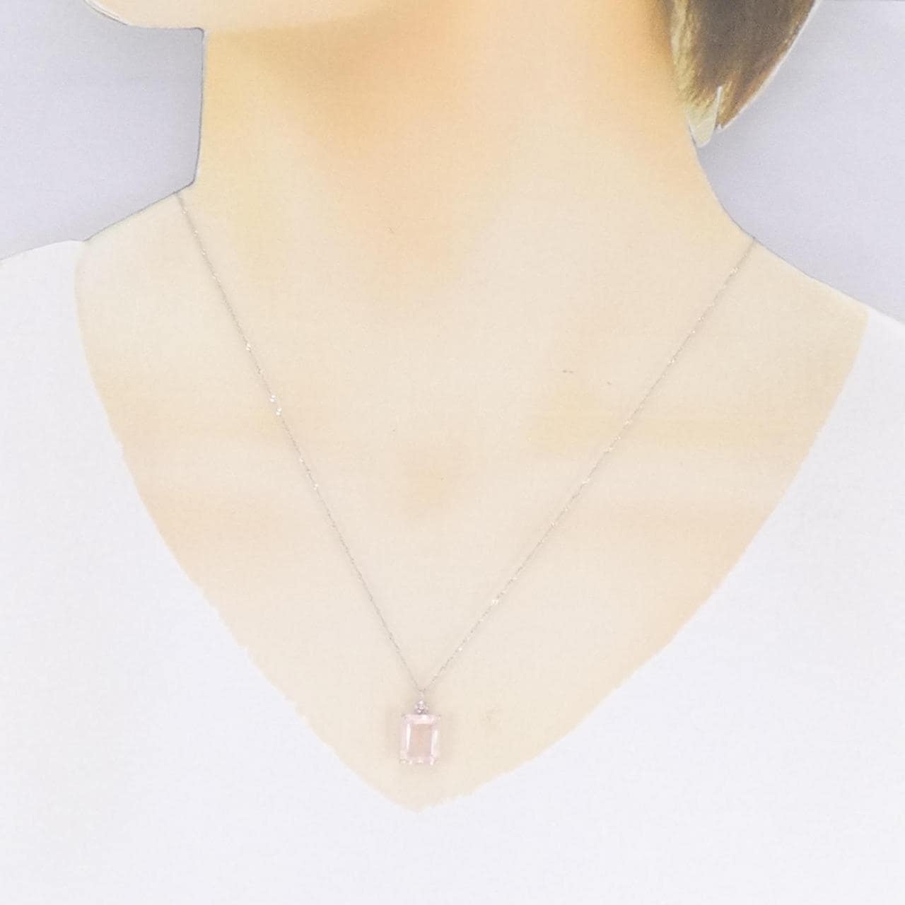 K18WG Rose Quartz Necklace 3.28CT