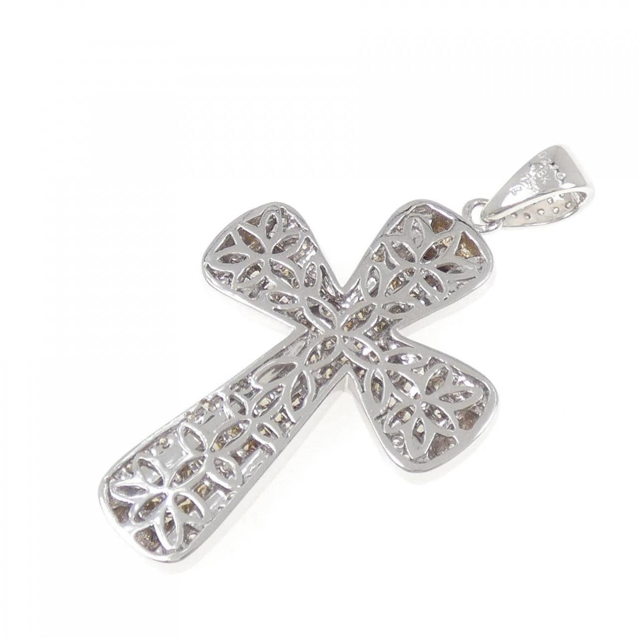 750WG クロス ダイヤモンド ペンダント 2.10CT
