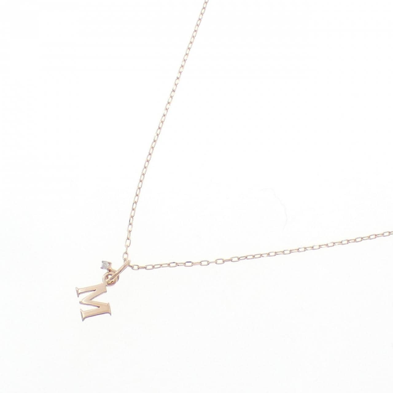 K14PG/K18PG イニシャルM ダイヤモンド ネックレス