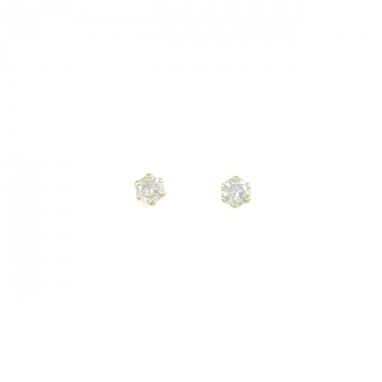 K18YG ソリティア ダイヤモンド ピアス 0.10CT
