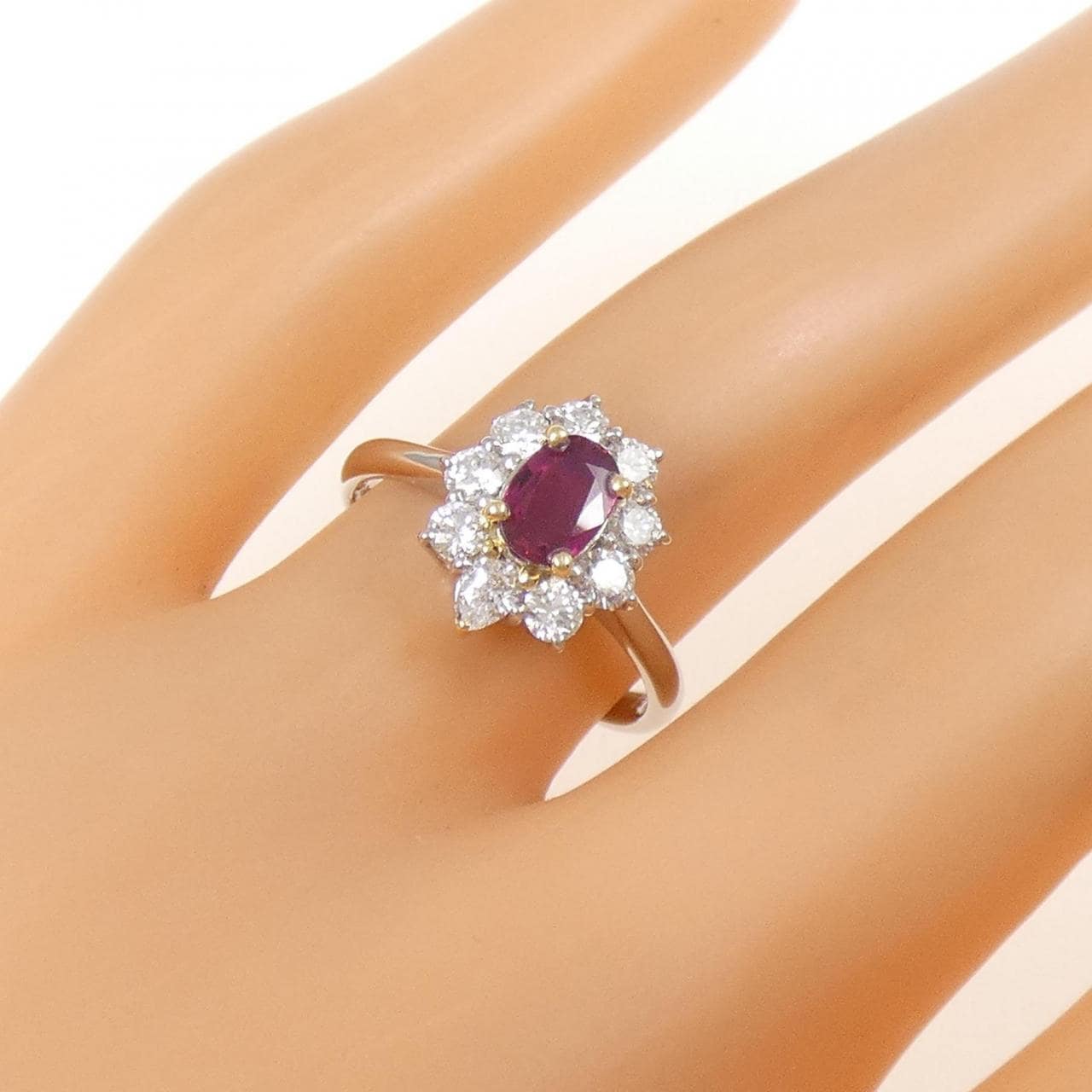 PT900/K18YG ルビー リング 0.51CT
