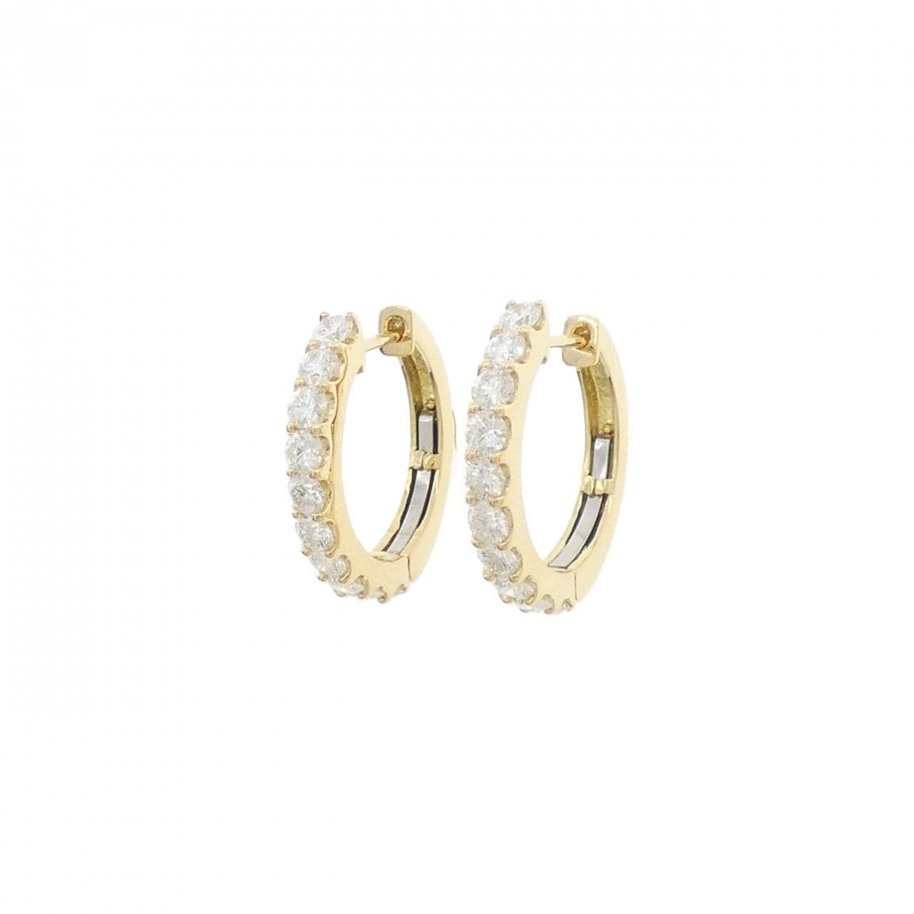 【新品】K18YG ダイヤモンド フープ ピアス 1.000CT