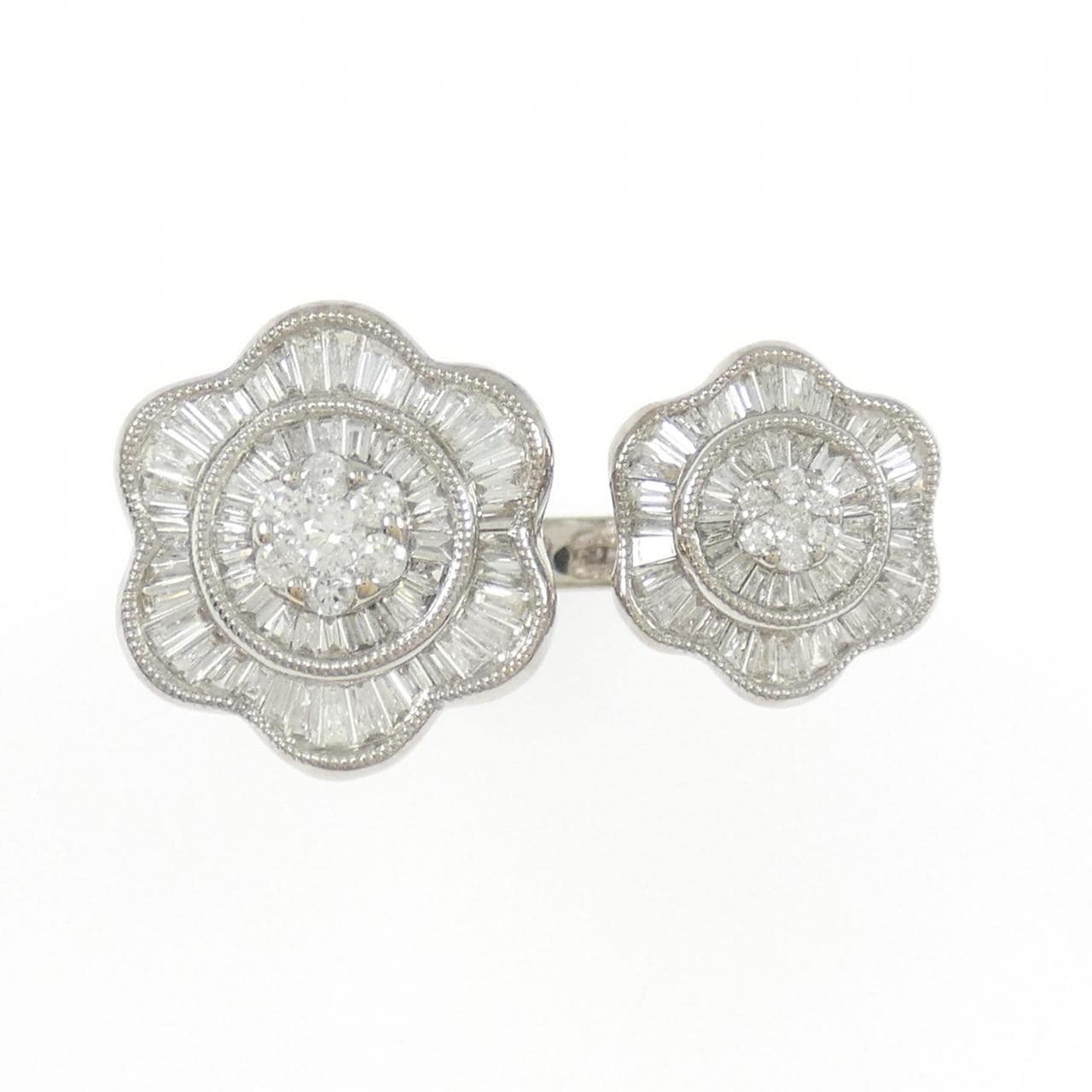 K18WG フラワー ダイヤモンド リング 1.06CT