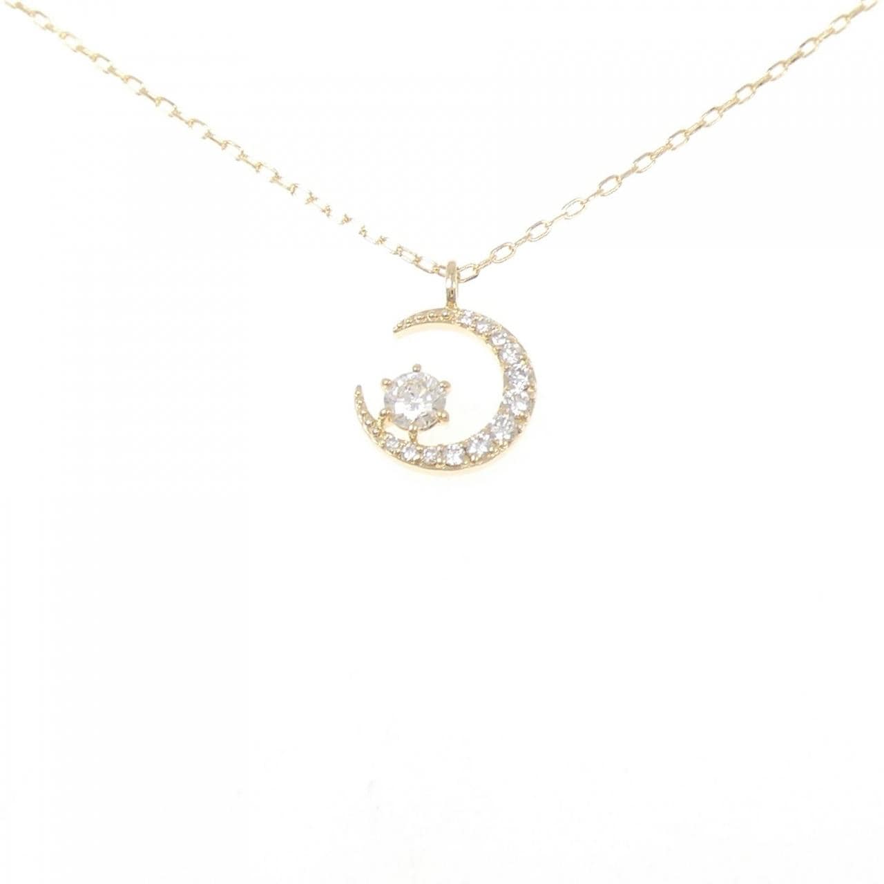 K18YG ムーン ダイヤモンド ネックレス 0.187CT