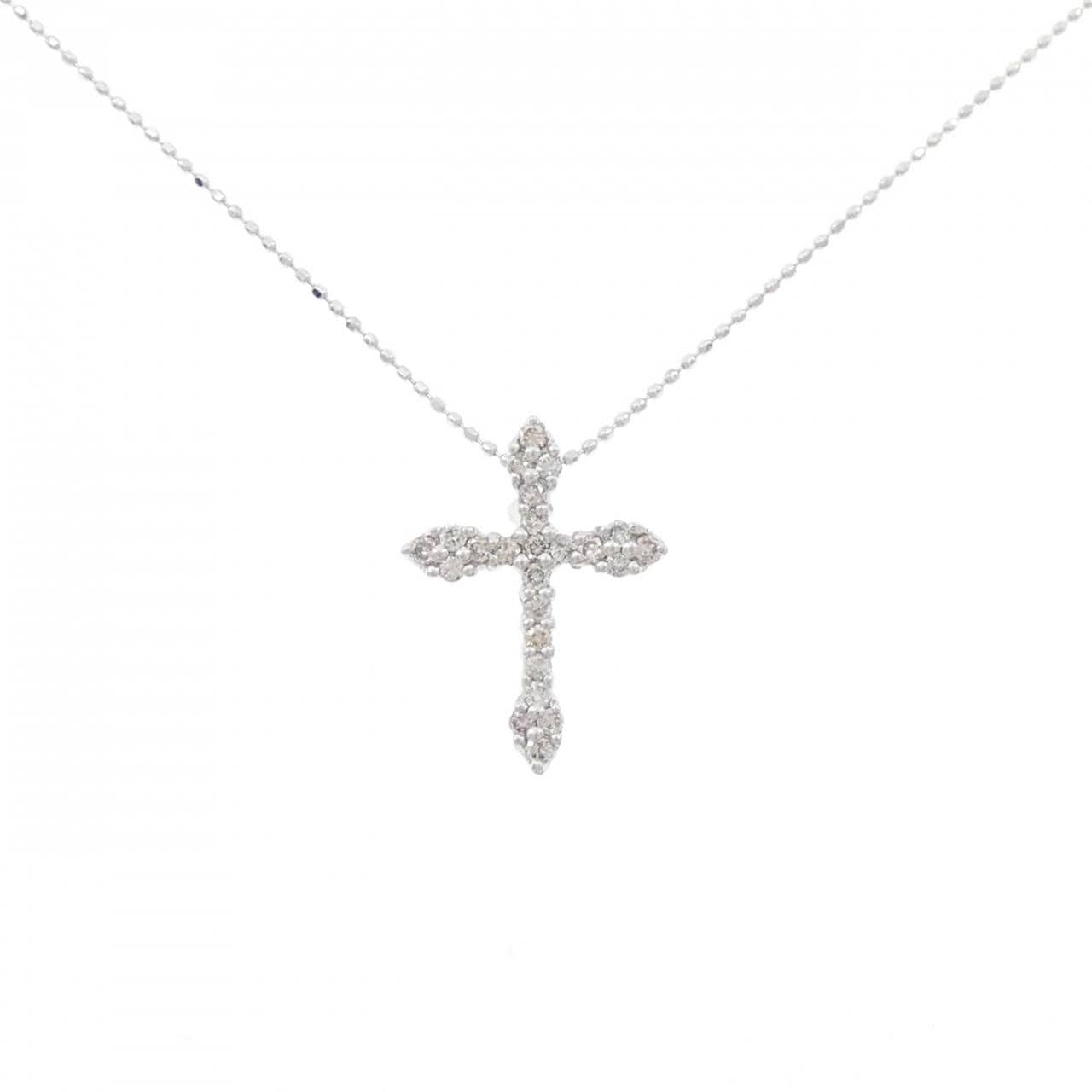 K18WG クロス ダイヤモンド ネックレス 0.30CT