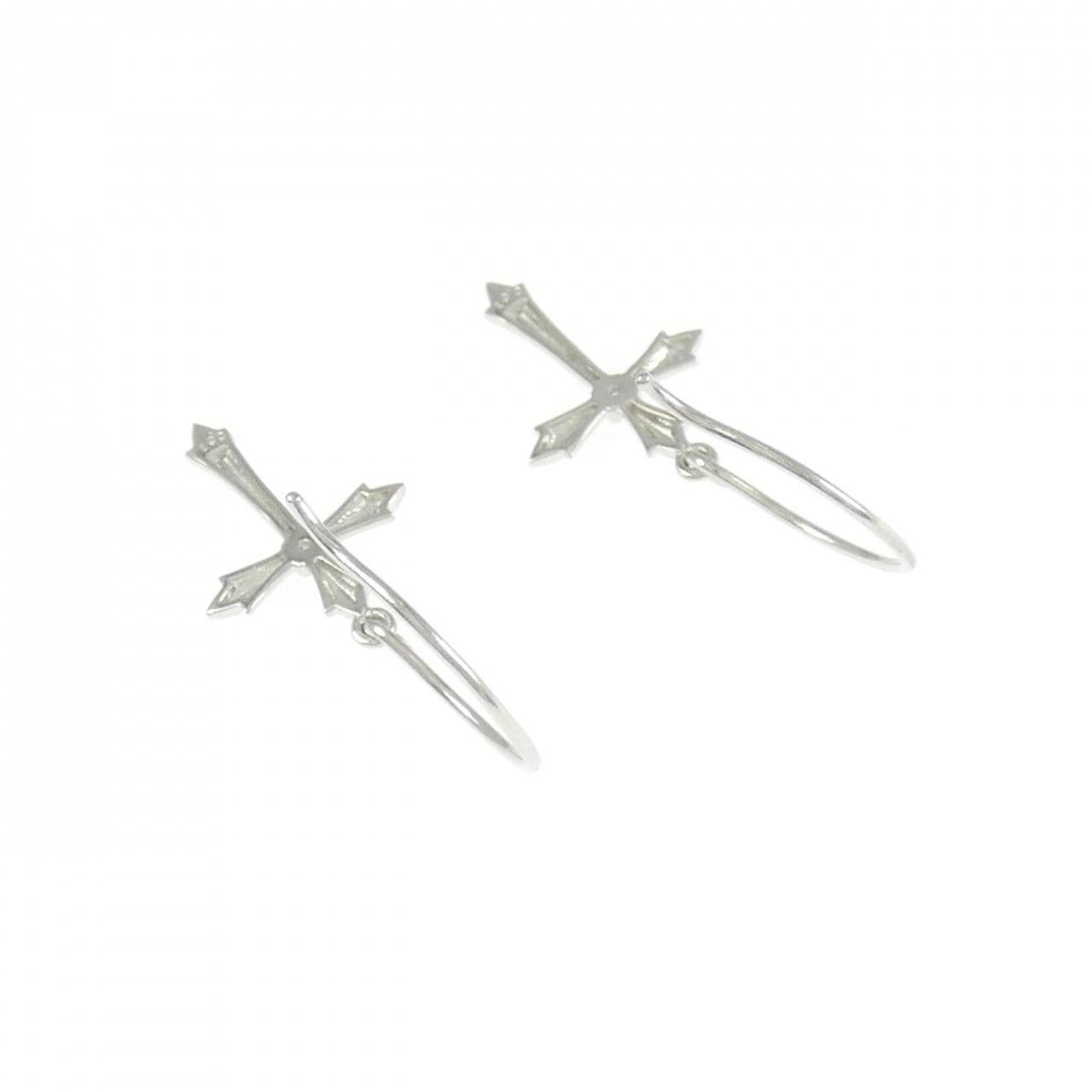 PT950 クロス ダイヤモンド ピアス 0.02CT