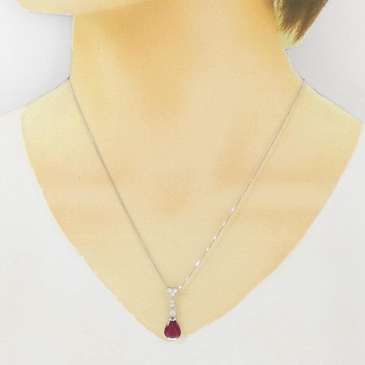 K18WG ルベライトトルマリン ネックレス 1.70CT