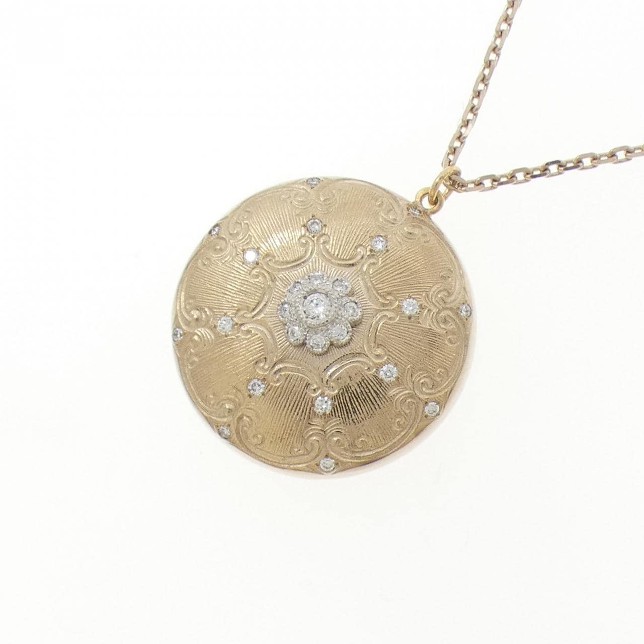 K18YG/PT900 ダイヤモンド ネックレス 0.14CT