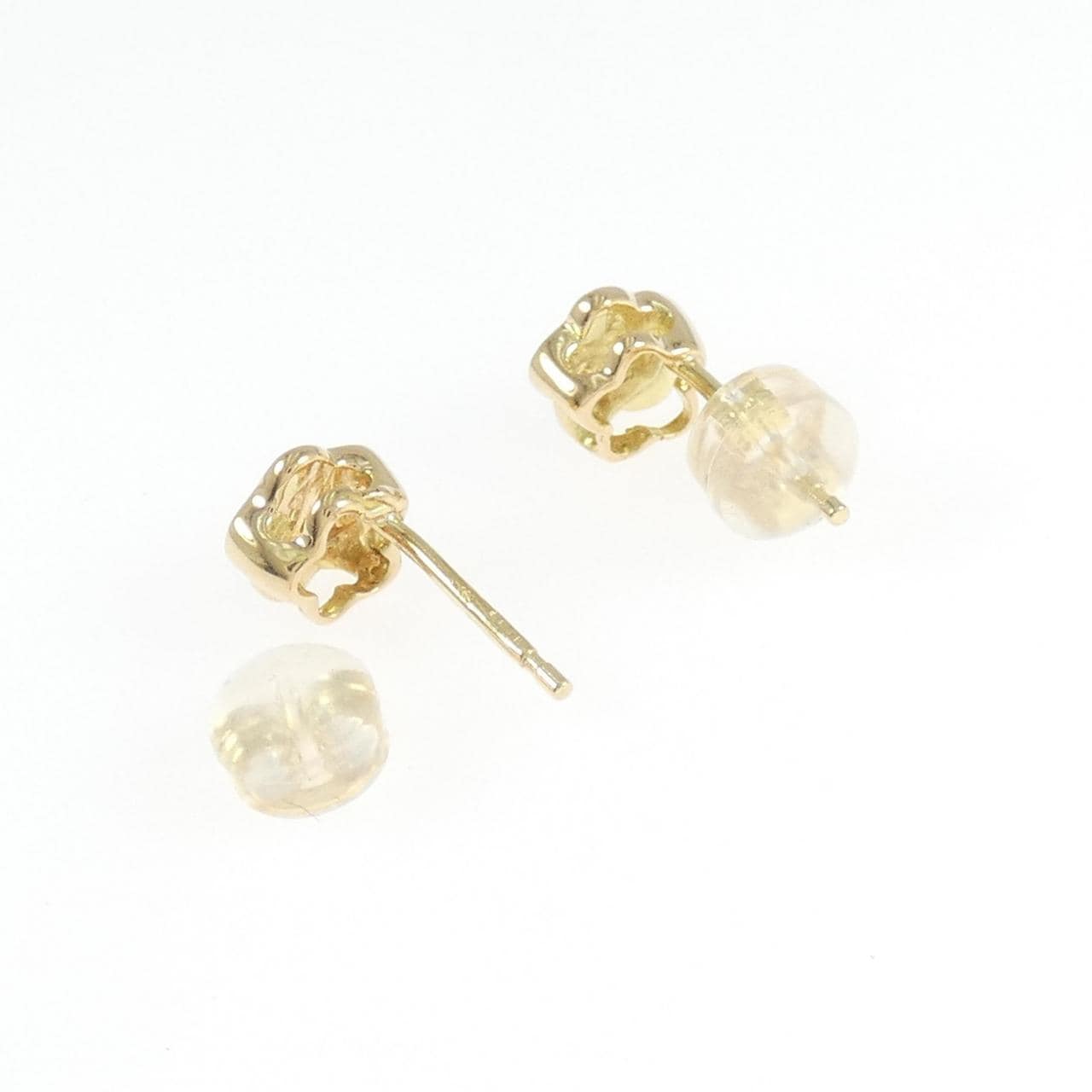 750YG/K18YG フラワー ダイヤモンド ピアス