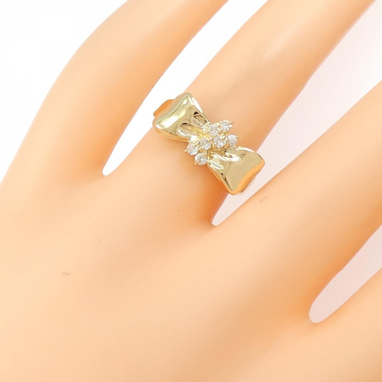 K18YG リボン ダイヤモンド リング 0.14CT