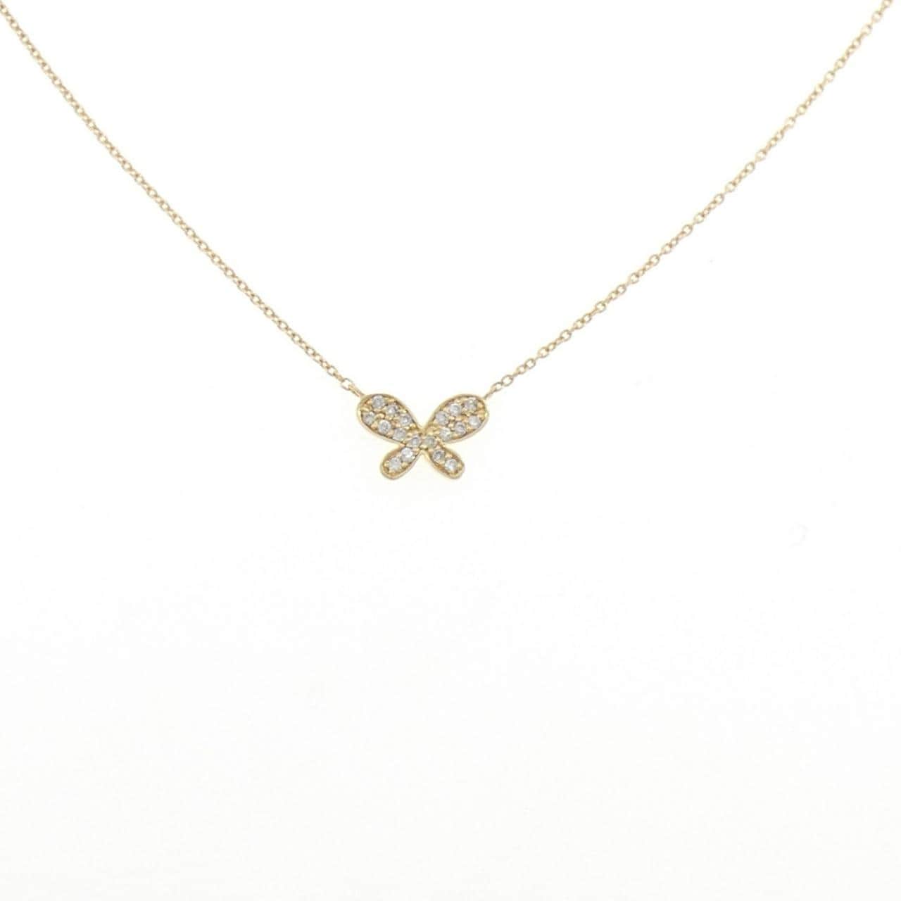 K18YG バタフライ ダイヤモンド ネックレス