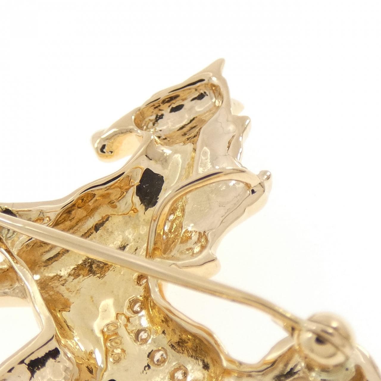 K18YG ホース ダイヤモンド ブローチ 0.05CT