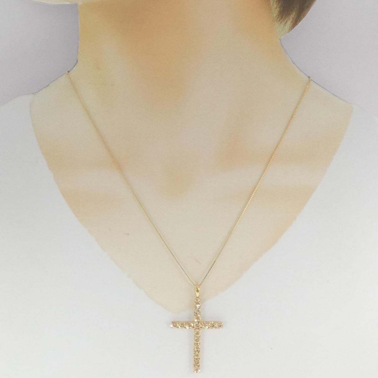 18KYG/K18YG クロス ダイヤモンド ネックレス 1.00CT