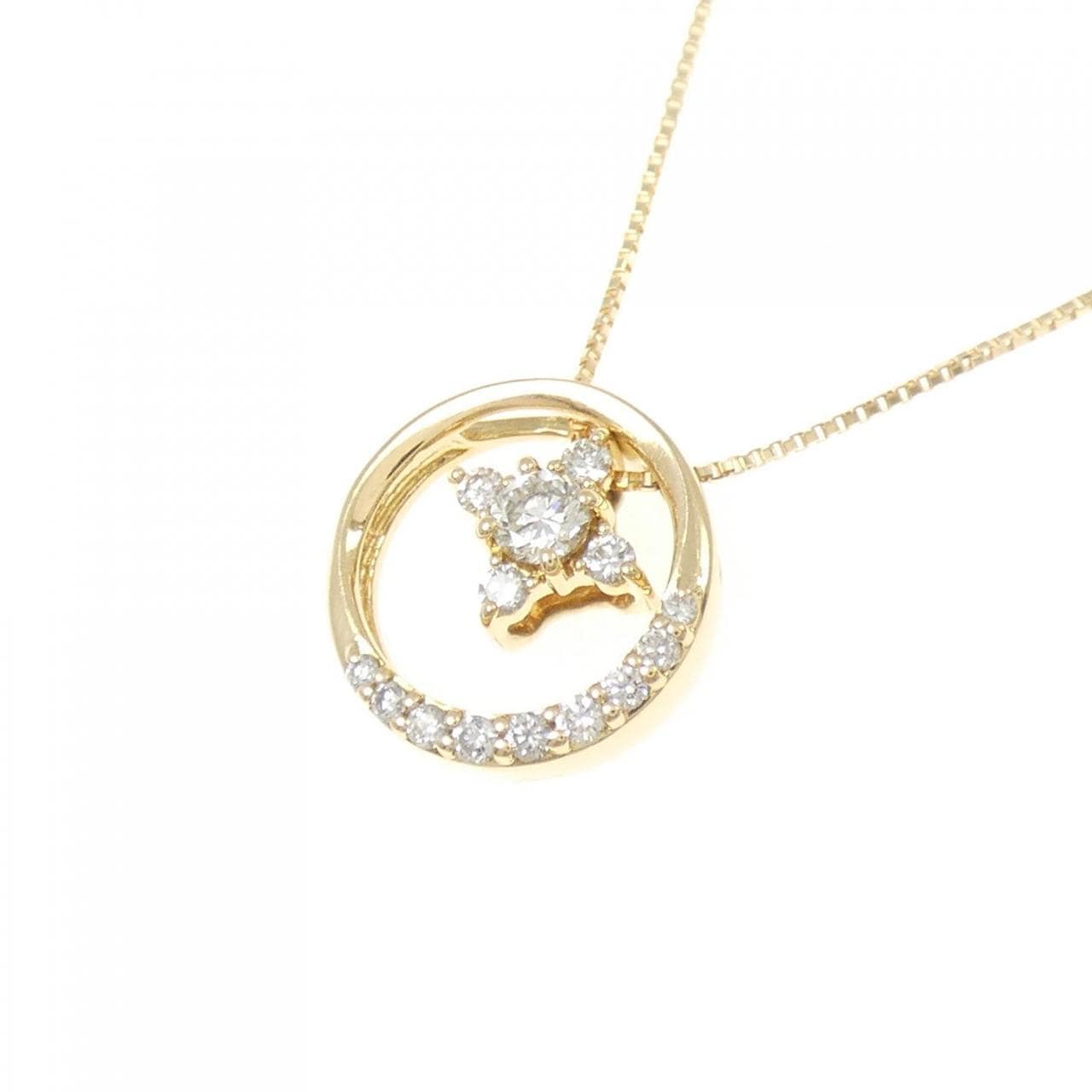 K18YG 2WAY ダイヤモンド ネックレス 0.142CT