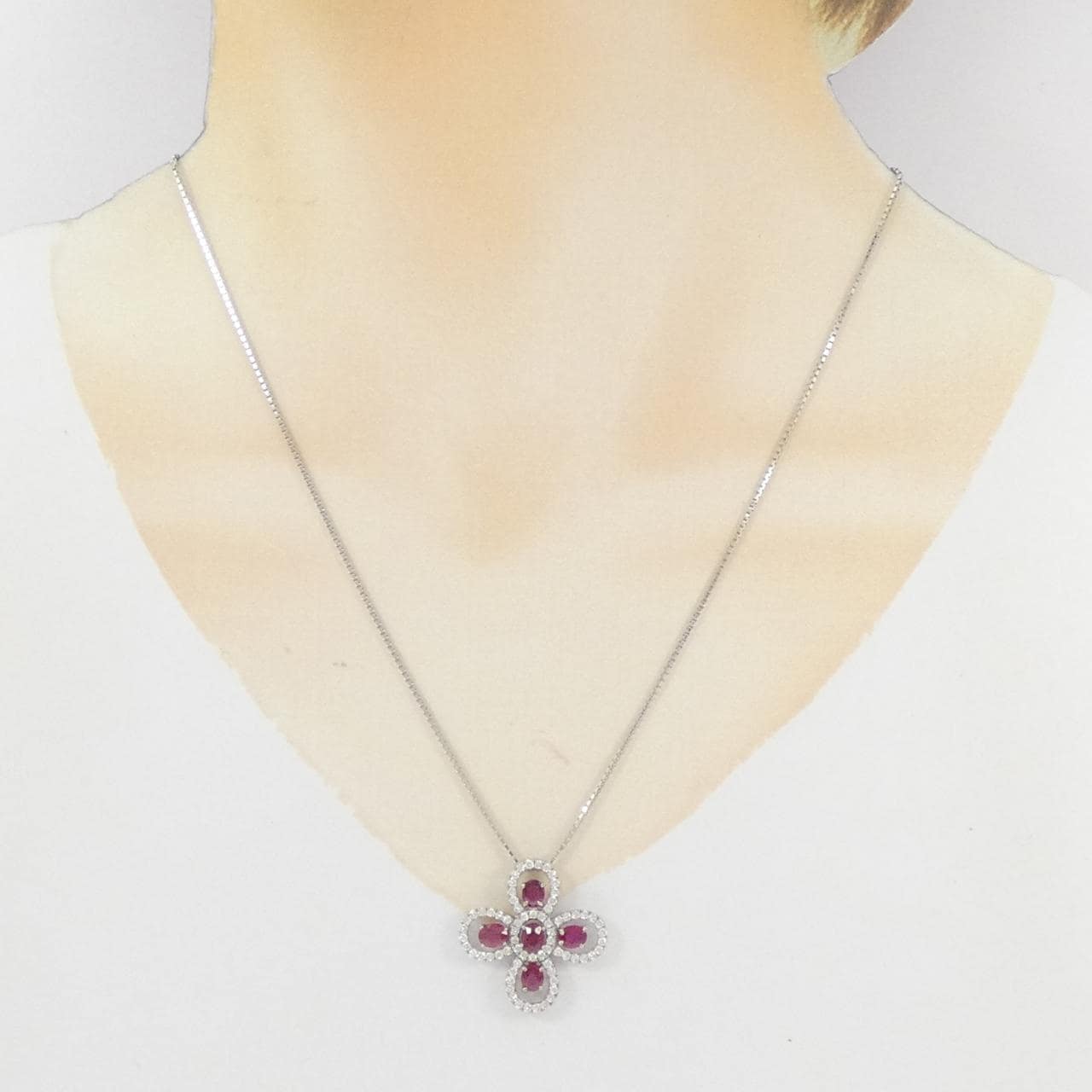 K18WG ルビー ネックレス 1.59CT