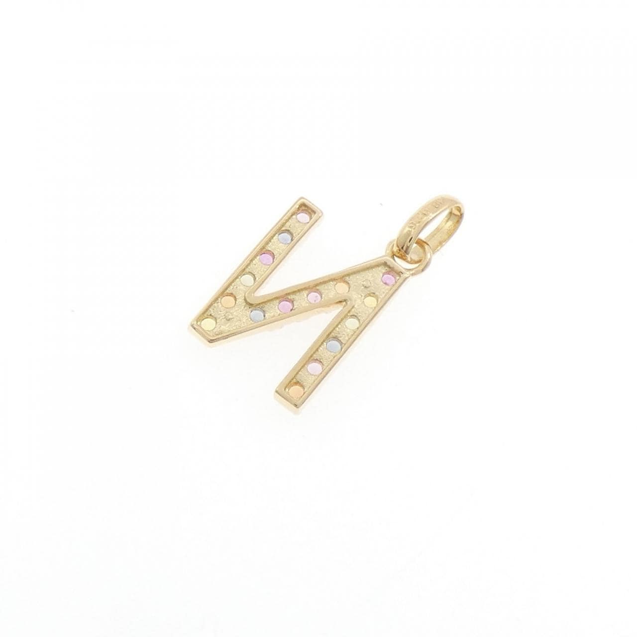 【新品】K18YG イニシャルN サファイヤ ペンダント 0.26CT