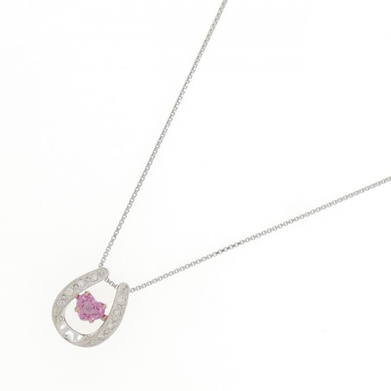 PT900/K18PG/PT850 サファイヤ ネックレス 0.327CT