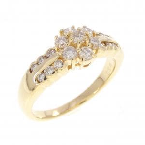 K18YG フラワー ダイヤモンド リング 0.55CT