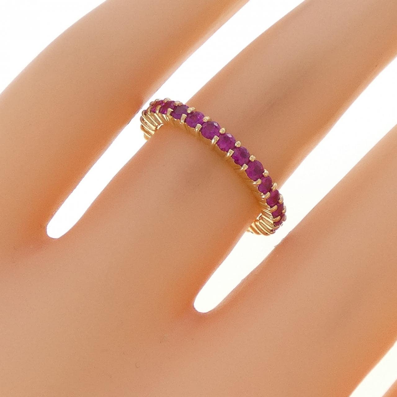 K18YG フルエタニティ ルビー リング 1.08CT