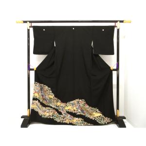 【未使用品】留袖　友禅金彩加工　刺繍入り　桔梗