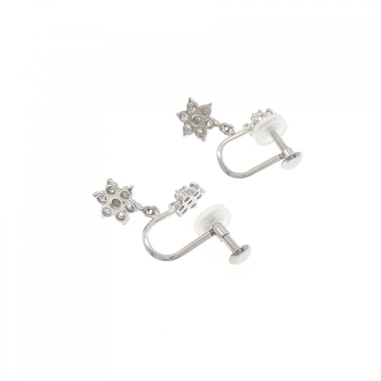 PT900 フラワー ダイヤモンド イヤリング 0.50CT