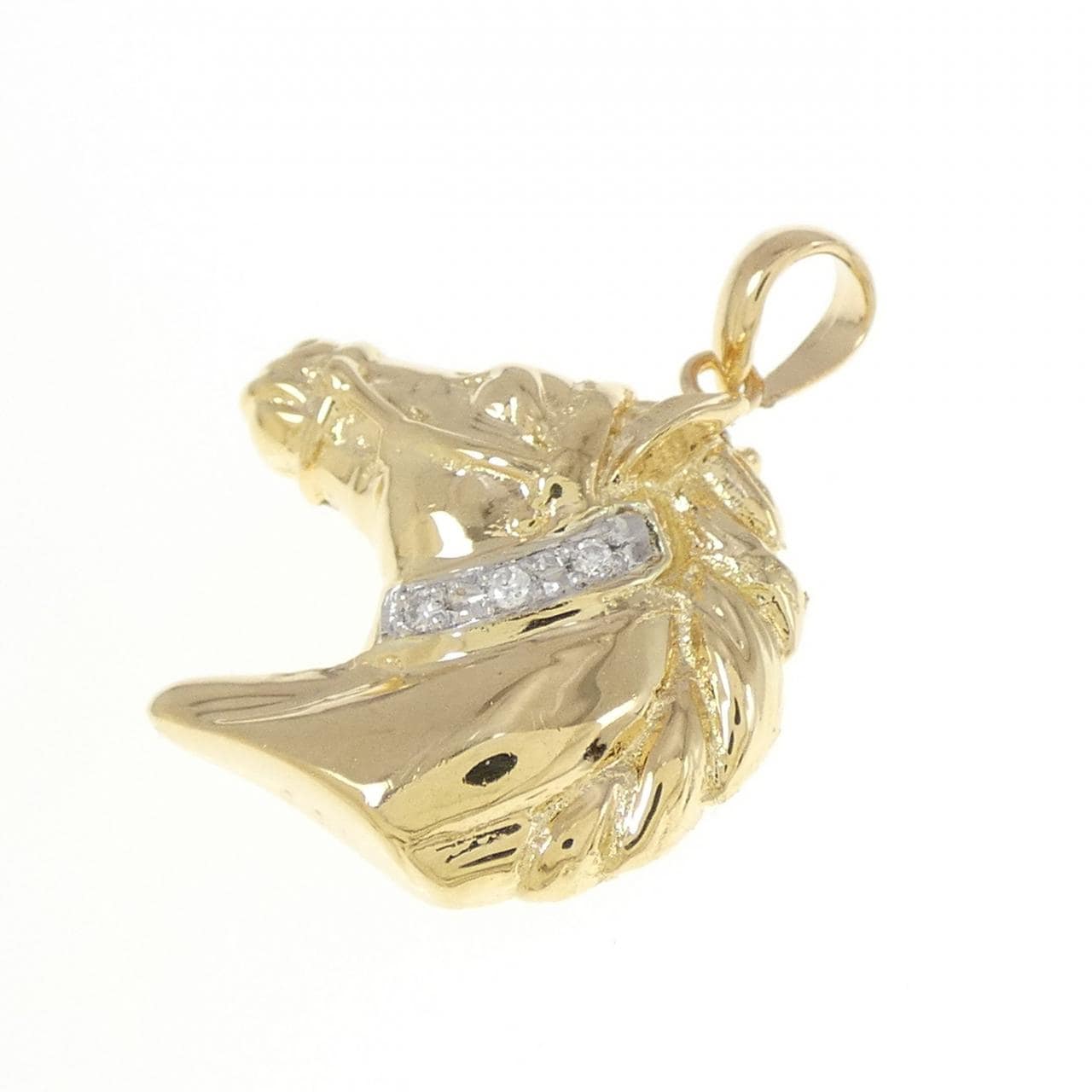 K18YG/PT900 馬鑽石吊墜 0.01CT