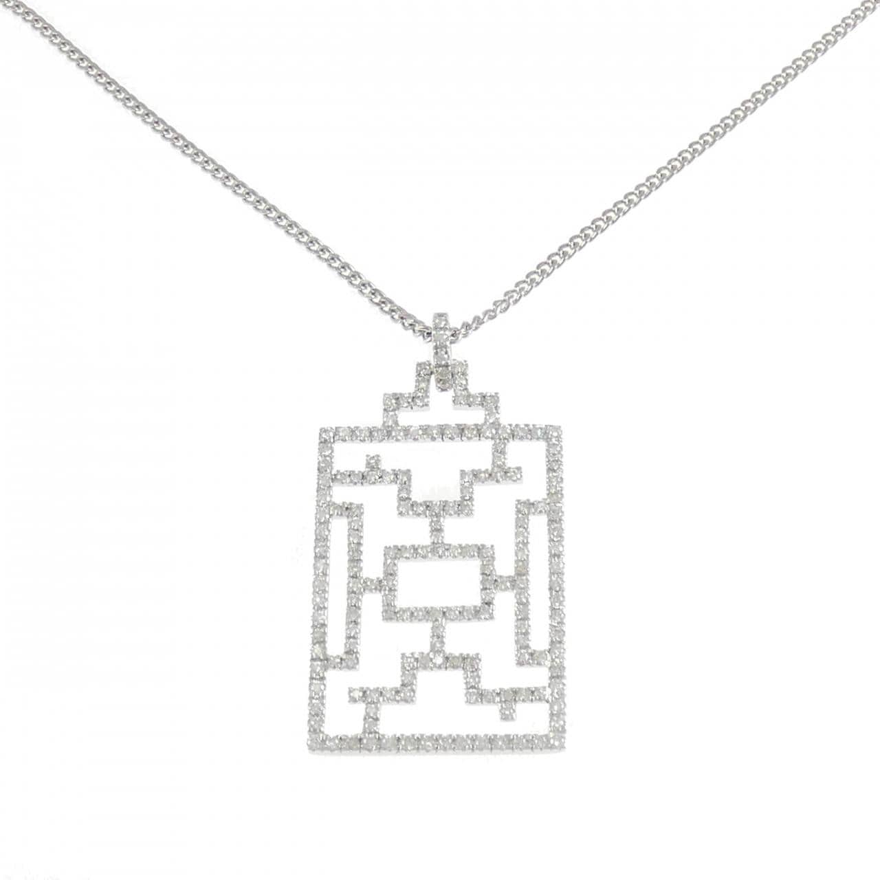 K18WG/PT850 ダイヤモンド ネックレス 1.50CT