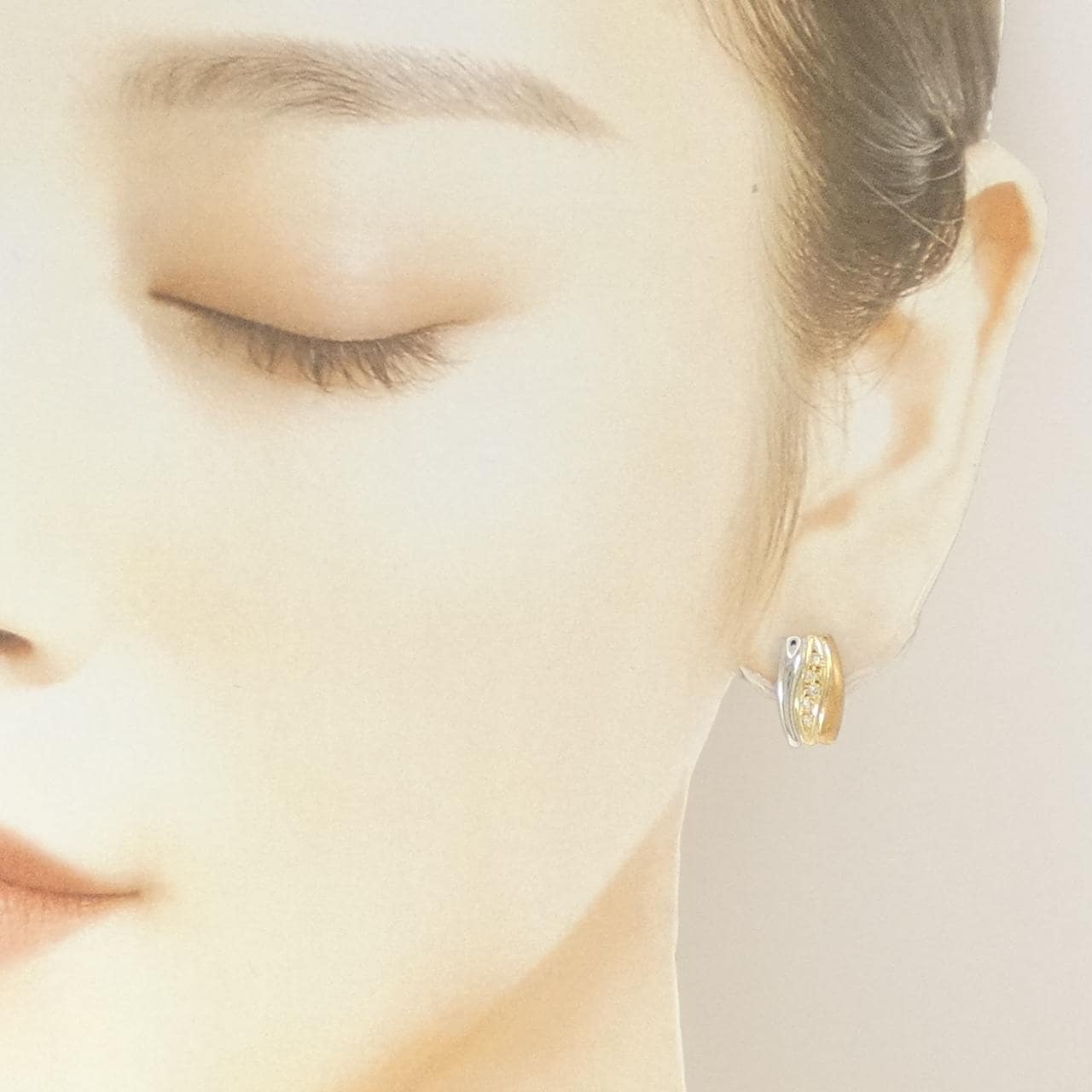 K18YG/PT/K18PG ダイヤモンド ピアス 0.06CT