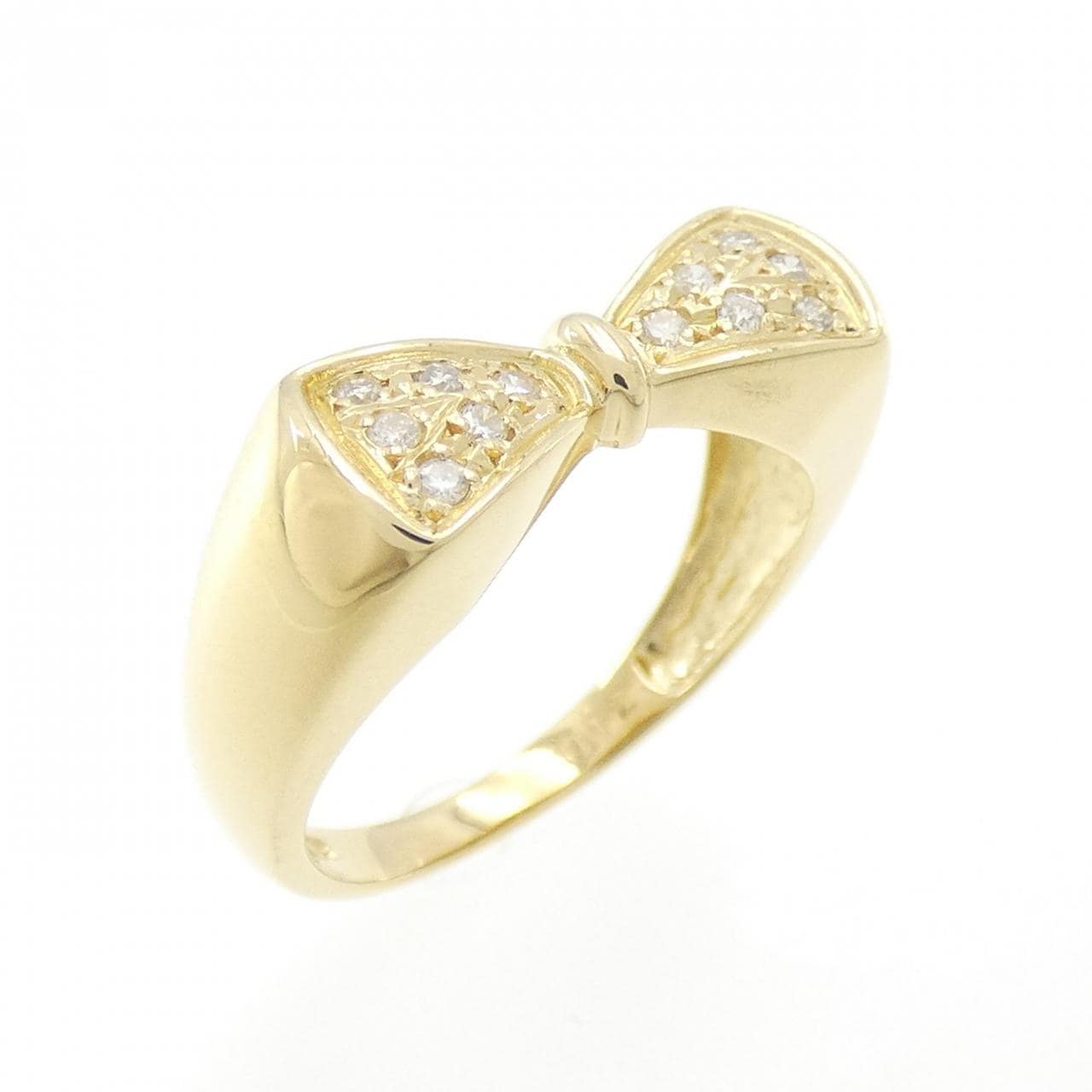 K18YG リボン ダイヤモンド リング 0.12CT