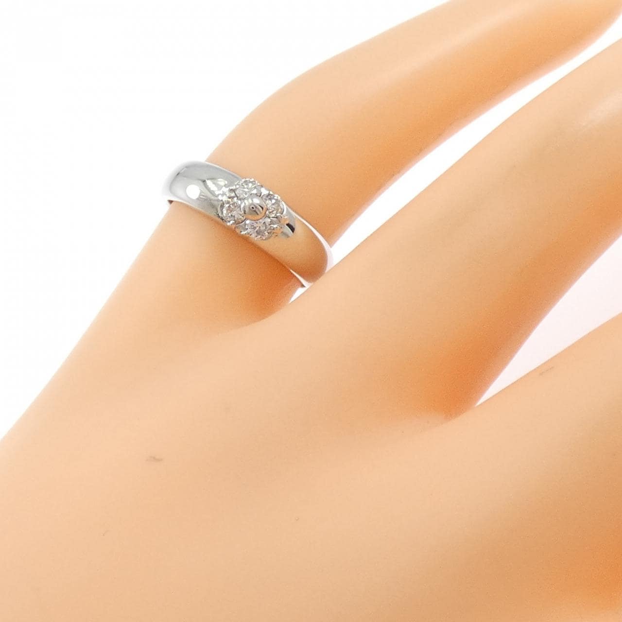 PT900 フラワー ダイヤモンド ピンキーリング 0.17CT