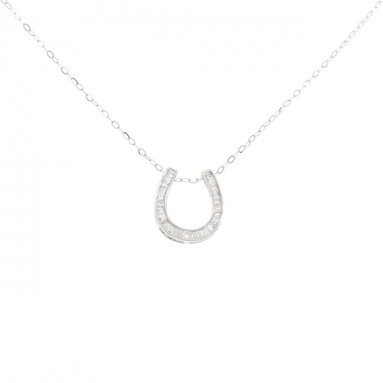 K18WG ホースシュー ダイヤモンド ネックレス 0.20CT