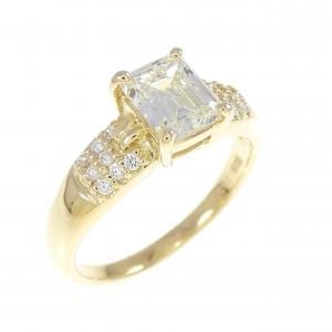 【リメイク】K18YG ダイヤモンド リング 1.03CT K VS2 エメラルドカット