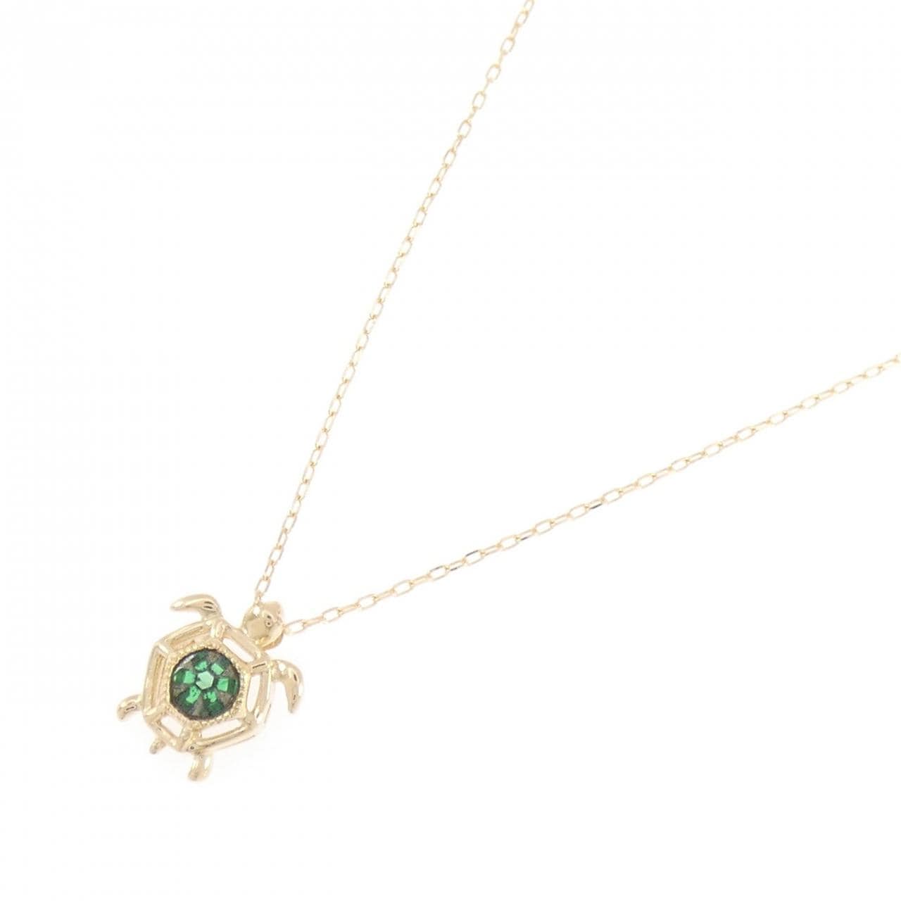 K18YG タートル トラピッチェエメラルド ネックレス 0.20CT